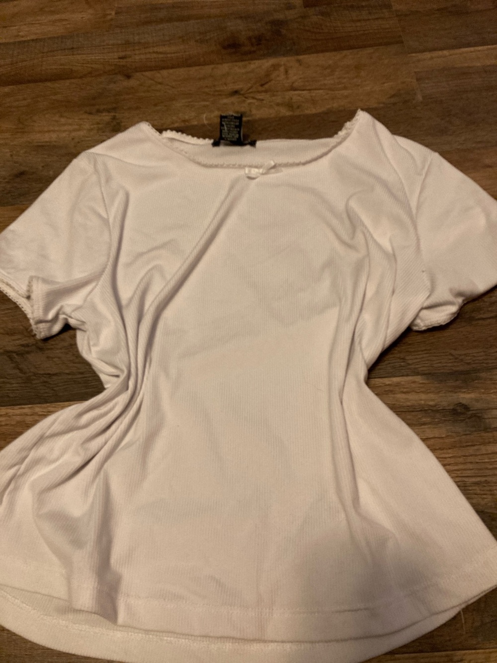 Women's White Ribbed Short Sleeve Tee - Everyday Essential